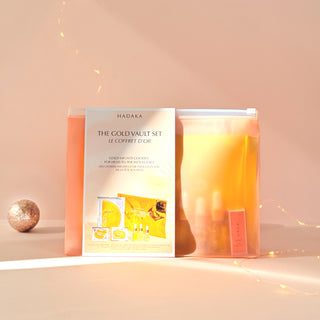Luxury Canadian beauty gift set with 24K GOLD Collagen Mask Trio, AURA Hair perfume, HALO Hair Oil, WONDER Body Oil, and PURITY Marula Oil