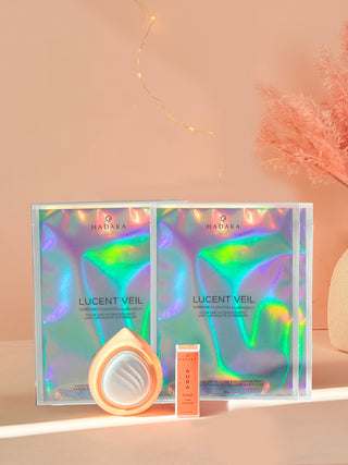 Hadaka LUCENT VEIL Beta-Glucan Face Masks, ILLUMEN LED Light Therapy Beauty Device and AURA Hair Perfume